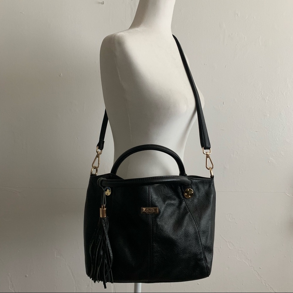 Onna Ehrlich Black Leather Satchel Bag Purse